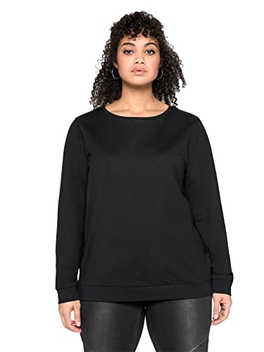 Sheego Damen Große Größen Sweatshirt mit seitlichen Reißverschlüssen Sweatshirt Basicmode sportlich Rundhals-Ausschnitt - unifarben von Sheego
