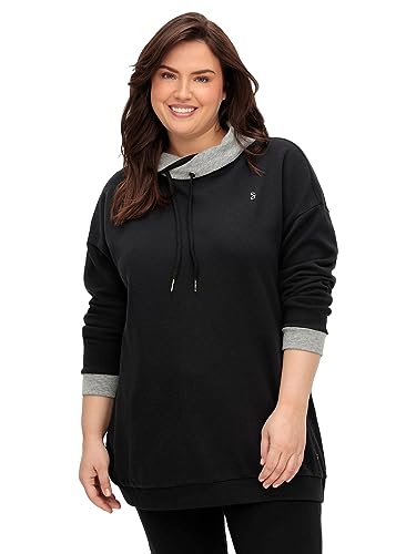 Sheego Damen Große Größen Sweatshirt mit weitem Kragen und Kontrastdetails Sweatshirt Freizeitmode sportlich - Stickerei unifarben von Sheego
