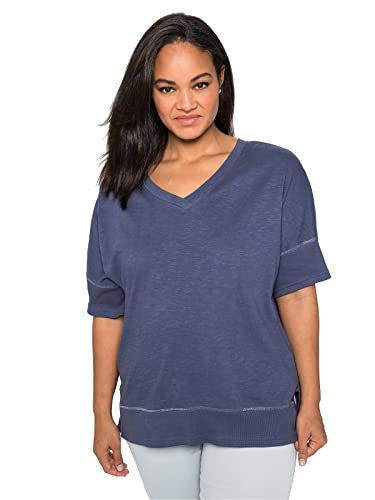 Sheego Damen Große Größen T-Shirt aus Strukturqualität, mit Seitenschlitzen T-Shirt Citywear feminin V-Ausschnitt - unifarben von Sheego