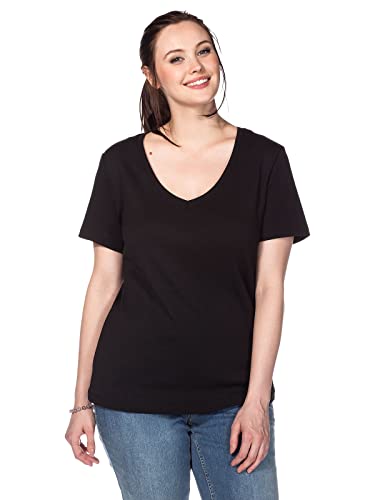 Sheego Damen Große Größen T-Shirt aus fein Gerippter Qualität T-Shirt Basicmode sportlich V-Ausschnitt - unifarben von Sheego