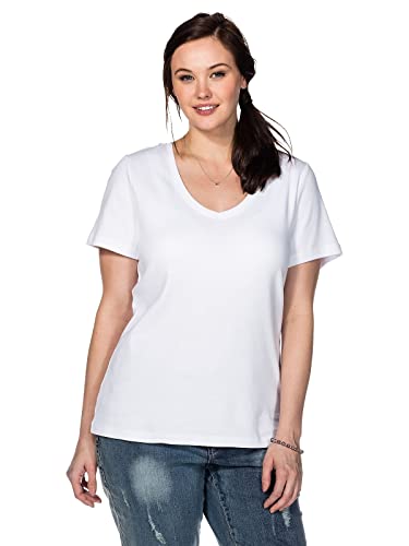 Sheego Damen Große Größen T-Shirt aus fein Gerippter Qualität T-Shirt Basicmode sportlich V-Ausschnitt - unifarben von Sheego