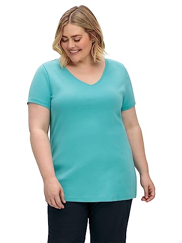 Sheego Damen Große Größen T-Shirt mit V-Ausschnitt T-Shirt Basicmode sportlich V-Ausschnitt - unifarben von Sheego