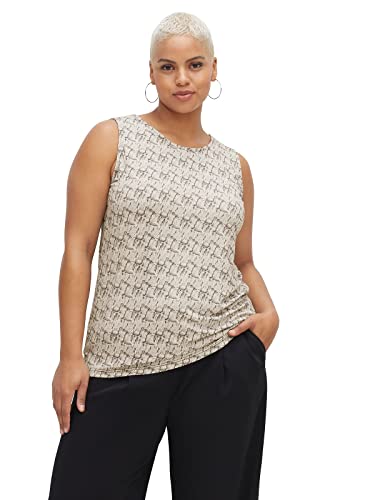 Sheego Damen Große Größen Tanktop mit Alloverdruck und Seitenschlitzen Tanktop Citywear klassisch Rundhals-Ausschnitt - Gemustert von Sheego