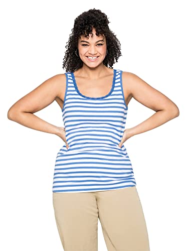 Sheego Damen Große Größen Tanktop mit Spitze am Ausschnitt Tanktop Basicmode sportlich Rundhals-Ausschnitt Spitze Gemustert von Sheego