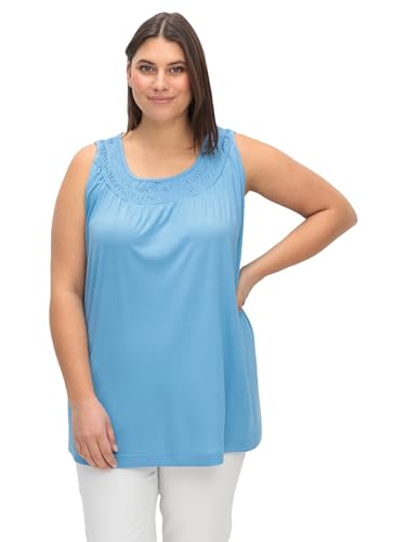 Sheego Damen Große Größen Top in A-Linie, mit gesmoktem Ausschnitt Tanktop Freizeitmode feminin Rundhals-Ausschnitt - unifarben von Sheego