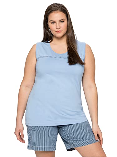 Sheego Damen Große Größen Top mit Häkelspitze Tanktop Freizeitmode sportlich Rundhals-Ausschnitt Spitze unifarben von Sheego