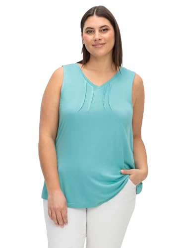 Sheego Damen Große Größen Top mit fixierten Falten am Ausschnitt Tanktop Citywear klassisch V-Ausschnitt Biesen unifarben von Sheego