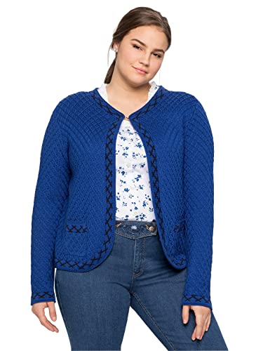 Sheego Damen Große Größen Trachten-Strickjacke im Trachten-Look mit Zierborte Strickjacke Oktoberfestmode klassisch - unifarben von Sheego