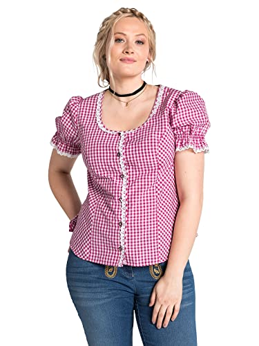 Sheego Damen Große Größen Trachtenbluse im Trachten-Look Karobluse Oktoberfestmode feminin Spitze Gemustert von Sheego