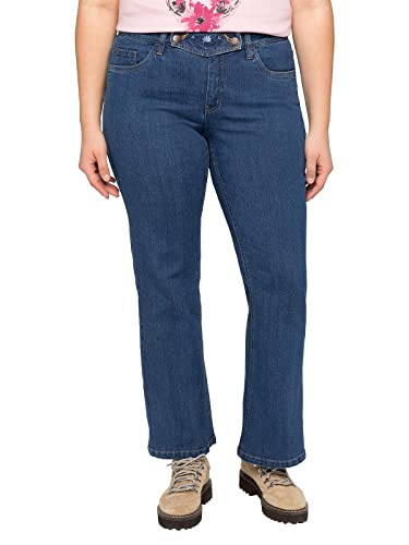 Sheego Damen Große Größen Trachtenjeans im Trachtenlook mit abknöpfbarem Latz Bootcut-Jeans Oktoberfestmode feminin Stickerei unifarben von Sheego