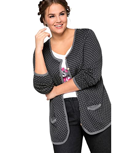 Sheego Damen Große Größen Trachtenstrickjacke in Trachtenoptik Strickjacke Oktoberfestmode feminin Stickerei Gemustert von Sheego