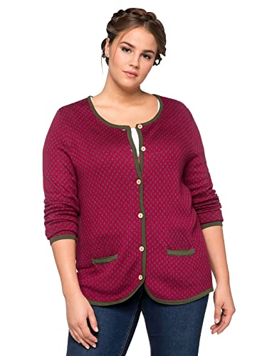 Sheego Damen Große Größen Trachtenstrickjacke in Trachtenoptik Strickjacke Oktoberfestmode feminin Stickerei Gemustert von Sheego