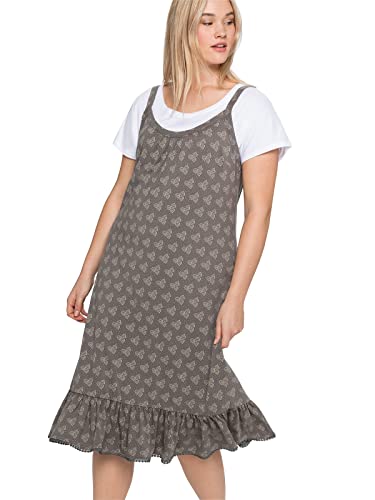 Sheego Damen Große Größen Trägerkleid inklusive Shirt, in A-Linie und Alloverdruck Jerseykleid Freizeitmode feminin Rundhals-Ausschnitt - Gemustert von Sheego