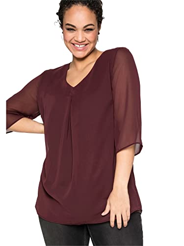 Sheego Damen Große Größen Tunika im Lagenlook, mit Chiffon Tunika Businessmode elegant V-Ausschnitt - unifarben von Sheego