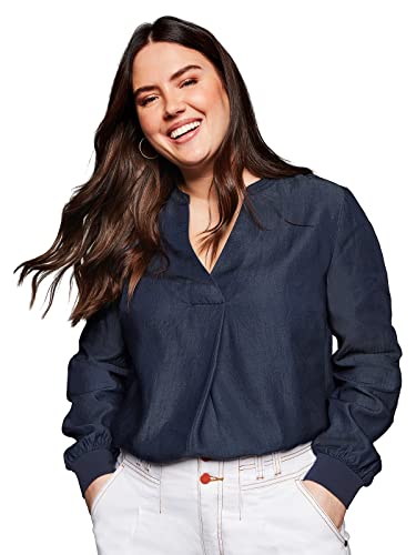 Sheego Damen Große Größen Tunika in Denim-Optik, aus Tencel™ Lyocell Tunika Citywear feminin Rundhals-Ausschnitt - unifarben von Sheego