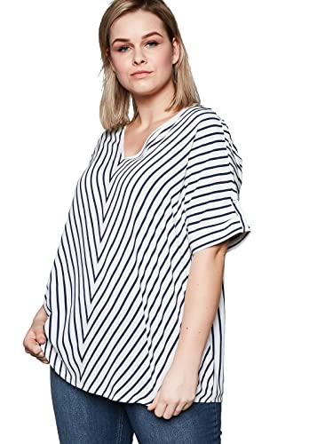 Sheego Damen Große Größen Tunika in Oversize-Form mit Streifen Tunika Citywear trendig V-Ausschnitt - gestreift von Sheego
