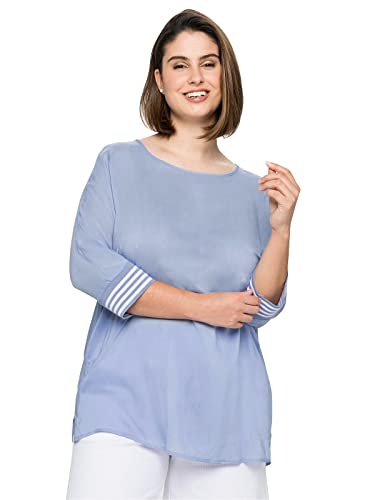 Sheego Damen Große Größen Tunika mit 3/4-Arm, leicht transparent Longtunika Citywear sportlich Rundhals-Ausschnitt - unifarben von Sheego