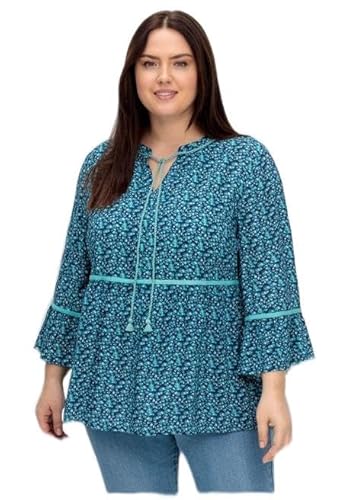 Sheego Damen Große Größen Tunika mit Blumenprint und 3/4-Arm Citywear feminin Rundhals-Ausschnitt - von Sheego