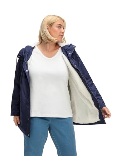 Sheego Damen Große Größen Windjacke mit Teddyfleece gefüttert, wind- und wasserabweisend Regenjacke Citywear feminin Knopfleiste unifarben von Sheego