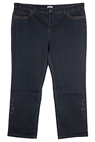 Sheego Damen Jeans mit dekorativen Nieten und Stickereien Dark Blue Denim, 56 von Sheego