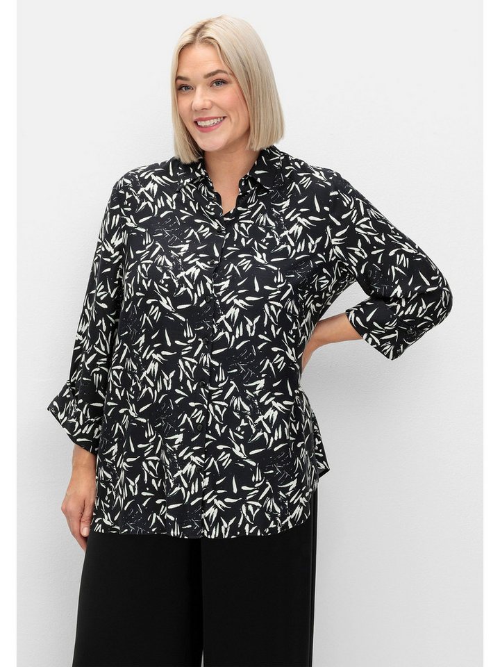 Sheego Hemdbluse Große Größen mit Blätterprint und 3/4-Arm von Sheego