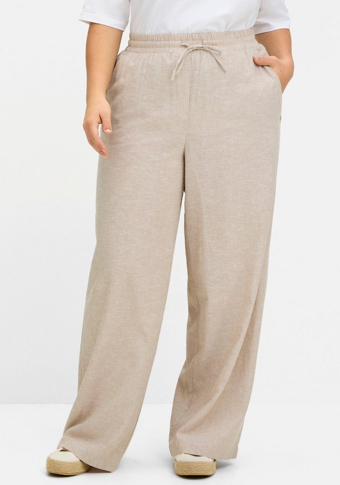 Sheego Jerseyhose Jogg Pants . mit Bindeband, im Leinenmix von Sheego