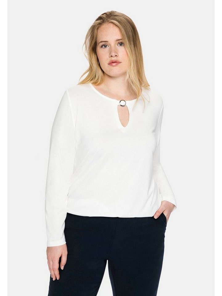 Sheego Langarmshirt Große Größen mit Cut-out und Zierschnalle von Sheego