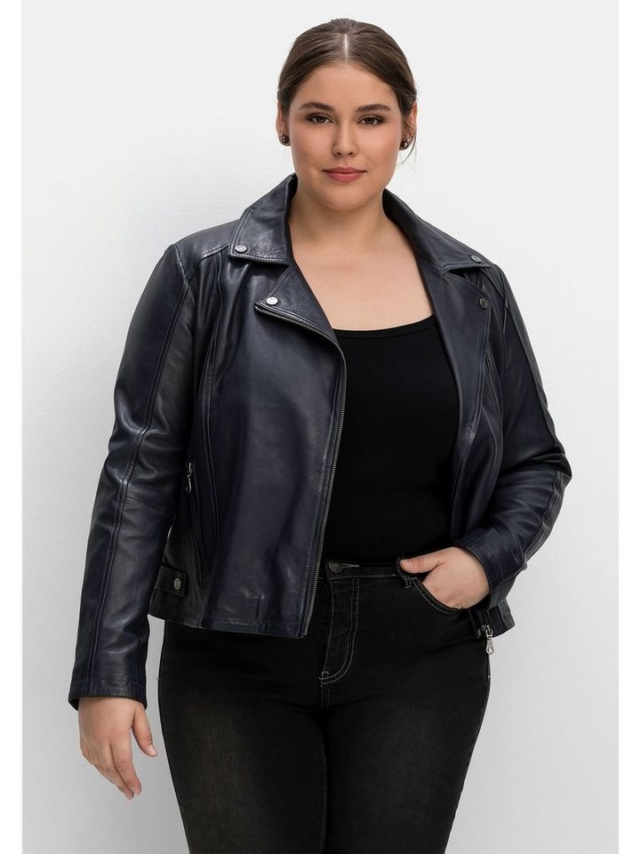 Sheego Lederjacke Große Größen aus Lammnappa, im Biker-Stil von Sheego