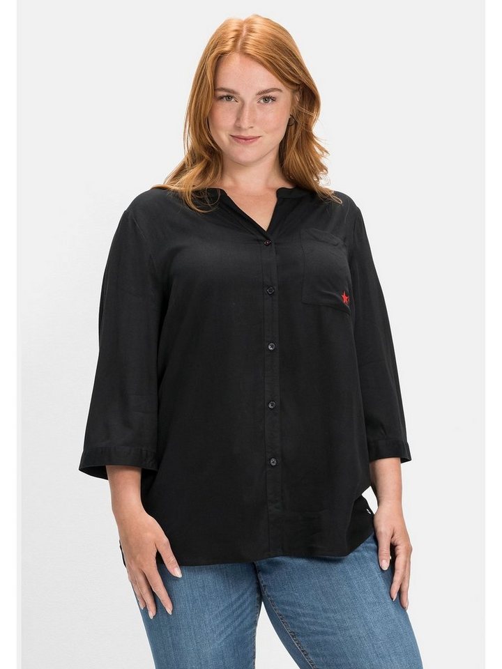 Sheego Shirtbluse Große Größen mit V-Ausschnitt, aus Viskose-Twill von Sheego