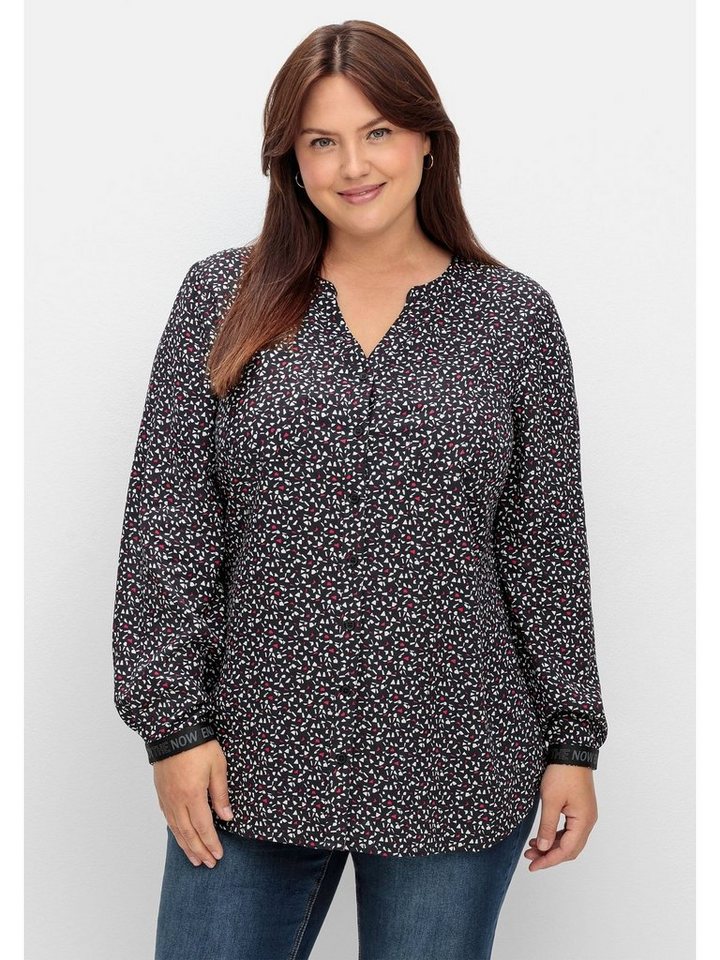 Sheego Shirtbluse Große Größen mit Wordingprint an den Manschetten von Sheego