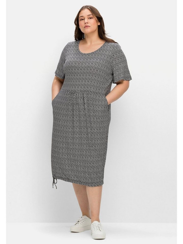 Sheego Sommerkleid Große Größen mit Minimalprint und Saum-Tunnelzug von Sheego