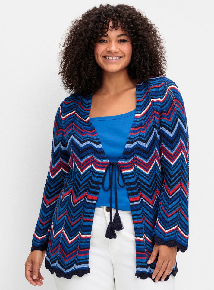 Sheego Strickjacke Ajourstrickjacke . im Zickzackmuster von Sheego