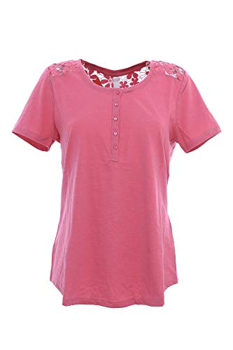 Sheego T-Shirt Damen Kurzarm Häkelshirt, Farbe:rosa;Damengrößen:44 von Sheego