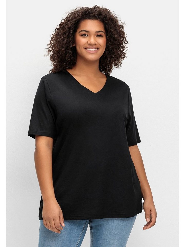Sheego T-Shirt Große Größen mit doppellagigem Vorderteil von Sheego