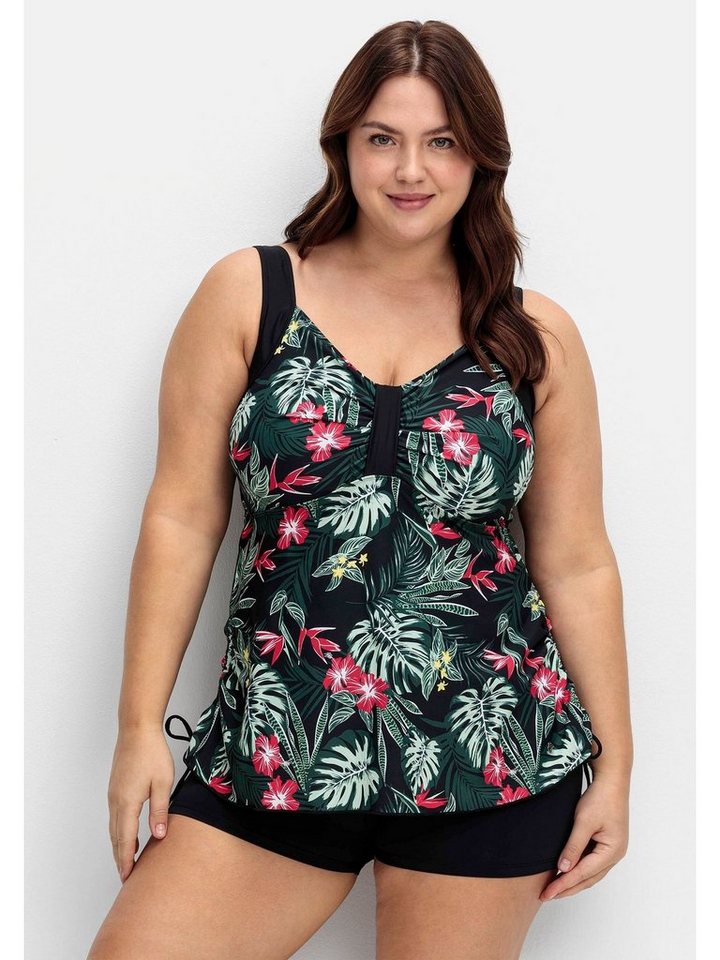 Sheego Tankini-Top Große Größen, mit Tropenprint und seitlicher Raffung von Sheego