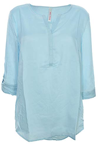 Sheego Tunika Longtunika Shirt Bluse Damen Langarm Viskose Lagenlook Plusgröße, Farbe:hellblau, Damengrößen:48 von Sheego