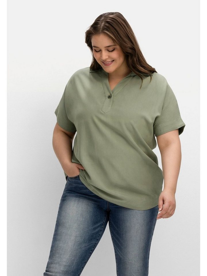 Sheego Tunika Große Größen mit Hemdkragen und V-Ausschnitt von Sheego