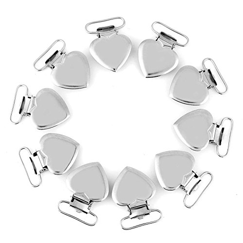 10 Stücke Hosenträger Clips, 1,57x1,14 zoll Metall Herzform Hosenträger Bib Clip Einfügen Schnuller Halter für Spielzeug Halter Mitten Making Home CraftSchnuller von Sheens