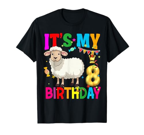Schaf Geburtstag Mädchen 8. Ich bin 8 Jahre Schaf Geburtstag T-Shirt von Sheep Birthday 8 Its My Birthday Sheep