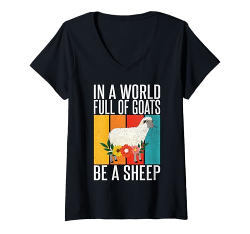 Damen In Einer Welt voller Ziegen sei EIN Schaf T-Shirt mit V-Ausschnitt Damen In Einer Welt voller Ziegen sei EIN Schaf T-Shirt mit V-Ausschnitt von Sheep Gifts & Sheep Decor