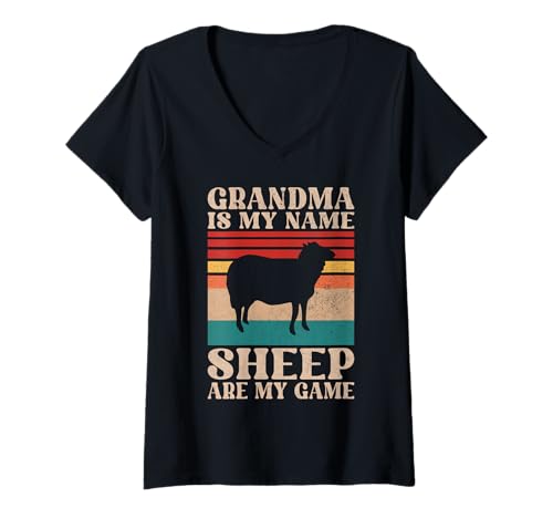 Damen Oma ist Mein Name Sheep Are My Game Sheep T-Shirt mit V-Ausschnitt Damen Oma ist Mein Name Sheep Are My Game Sheep T-Shirt mit V-Ausschnitt von Sheep Gifts & Sheep Decor