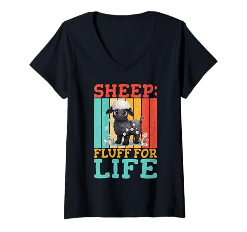 Damen Schaf Flaumtanne Life Sheep T-Shirt mit V-Ausschnitt Damen Schaf Flaumtanne Life Sheep T-Shirt mit V-Ausschnitt von Sheep Gifts & Sheep Decor