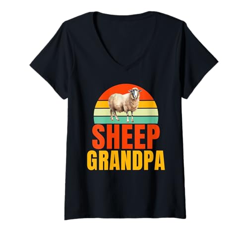 Damen Schaf Opa Schaf T-Shirt mit V-Ausschnitt von Sheep Gifts & Sheep Decor