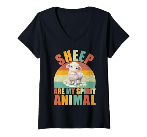 Damen Schafe sind Mein Geist Tier Schaf T-Shirt mit V-Ausschnitt Damen Schafe sind Mein Geist Tier Schaf T-Shirt mit V-Ausschnitt von Sheep Gifts & Sheep Decor