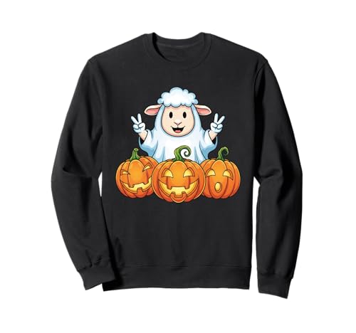 Lustiges Schaf Geist Kürbis Boo Halloween Kinder Herren Damen Sweatshirt von Sheep Lovers Halloween Ghost Pumpkin Outfits