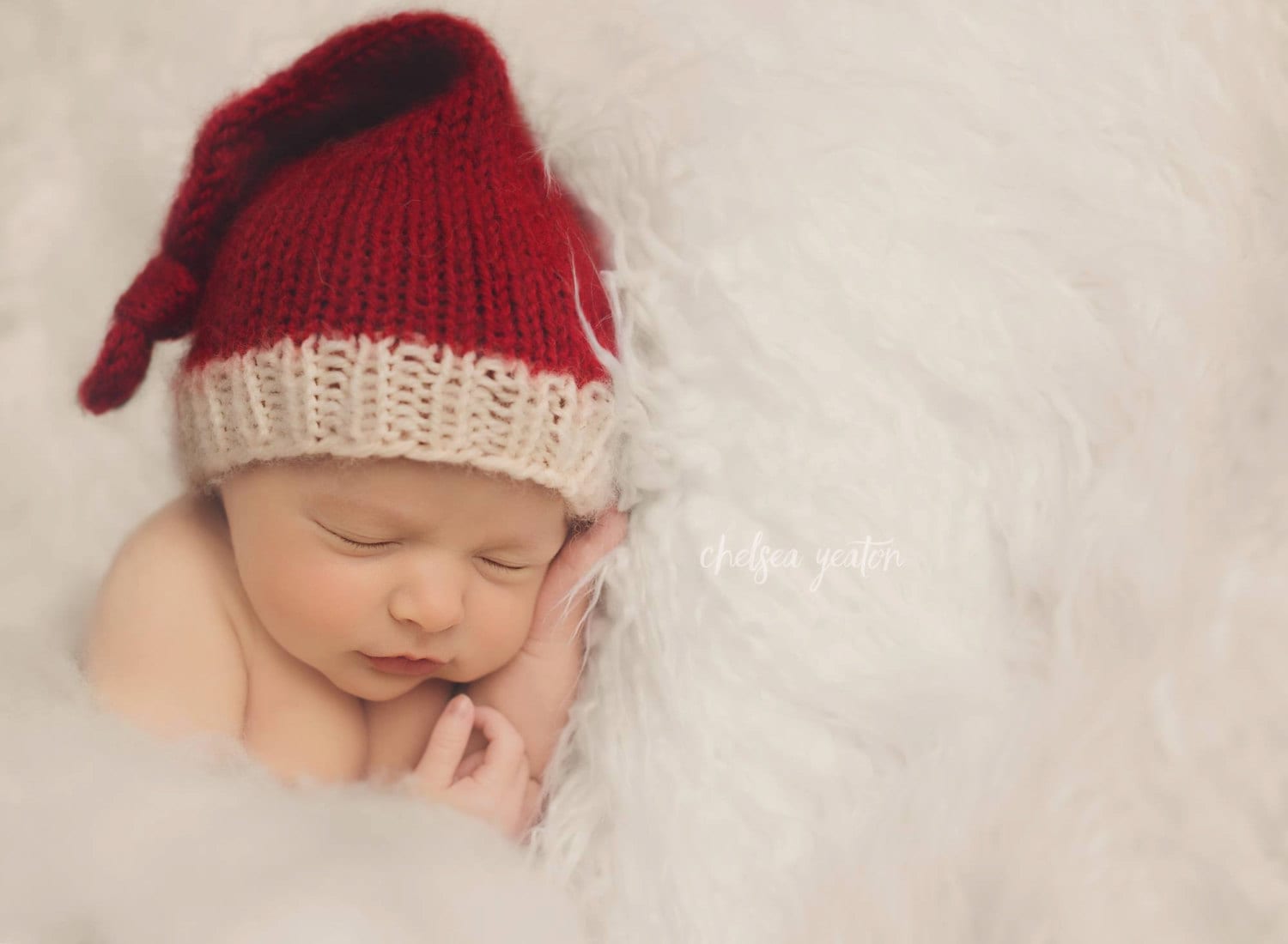 Neugeborenen Strick Long Tail Mütze Santa Style Photo Prop von Sheepcantknit