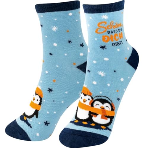 Sheepworld - 51101 - Winter Zaubersocken, Weihnachten, Schön, dass es dich gibt, Pinguin, 80% Baumwolle, 1 Paar, Größe 36-40, waschbar von Sheepworld