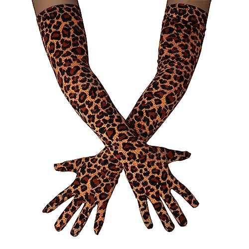 Sheface Lange Handschuhe für Herren und Damen, 55,9 cm, Spandex, dehnbar, Kostümhandschuhe, Bankett, Party, Hochzeit, Handschuhe, Leopard, Einheitsgröße von Sheface