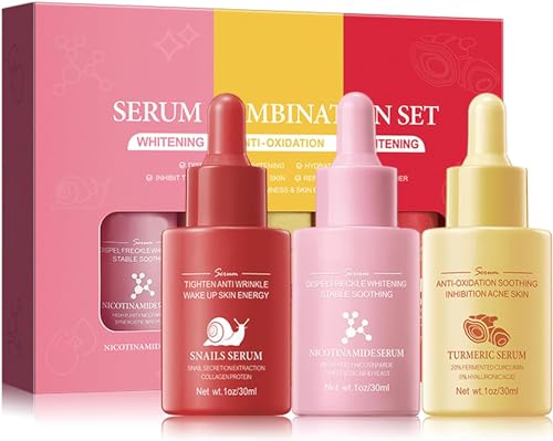 Geschenkset Hautpflege für Teenager-Mädchen Hautpflegeset丨Gesichtsserum Hautpflegesets & Kits:Kurkuma-Serum丨Nicotinamid-Serum丨Schneckenserum丨Pamper Geschenke für Frauen von Shefave