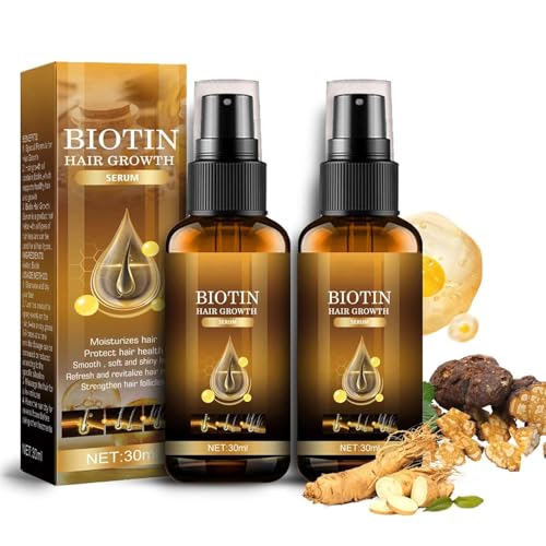 Shefave Biotin Haare Serum, 2PCS Haarspray Haarwachstum Beschleunigen Haarwuchs Serum Biotin Haarwachstum Hair Growth Spray, Haarpflege für Dünnes Trockenes Haar, Gegen Haarausfall (M-2pcs) von Shefave